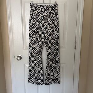 WILD Fable Black/ White Floral Check High Waistband Yoga Flare Pant
